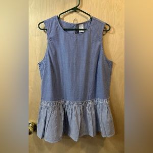 NEW Time and Tru striped sleeveless blouse, size L (12-14), blue and white